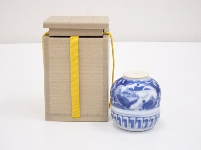 古美術 中国 古染付 茶入 茶道具伝来 中国美術 古染付 祥瑞 茶入 明時代 唐物 鹿角蓋 茶道具伝来(K-